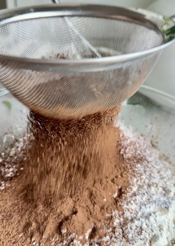 Red Velvet Lava Cake: sift dry ingredients