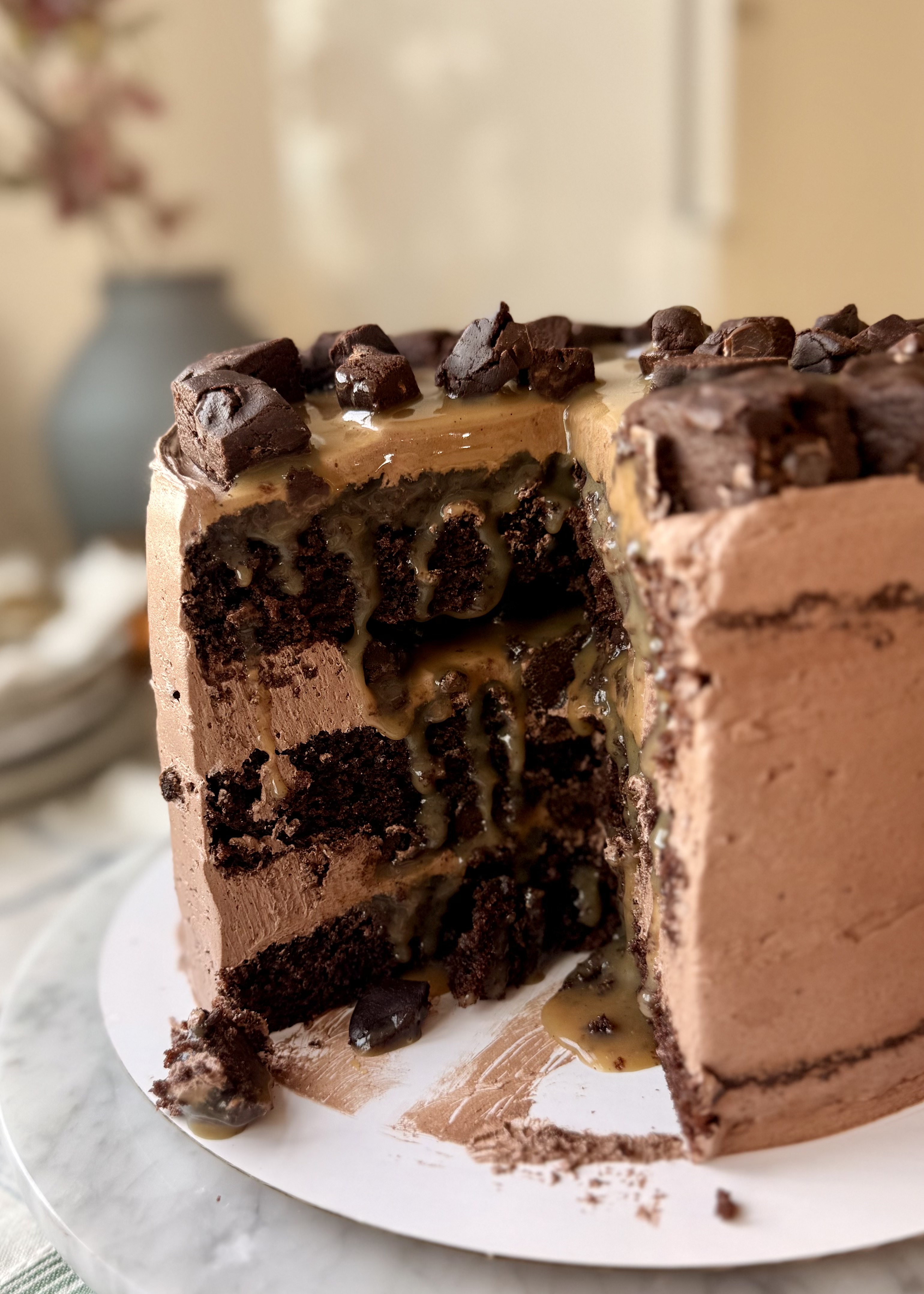 Salted Caramel Brownie Lava Cake, finished and ready to serve