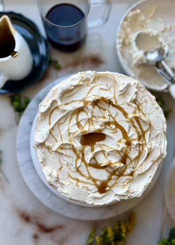 Salted Caramel Macchiato Lava Cake: caramel drizzle