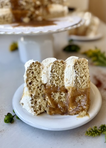 Salted Caramel Macchiato Lava Cake: slice plated
