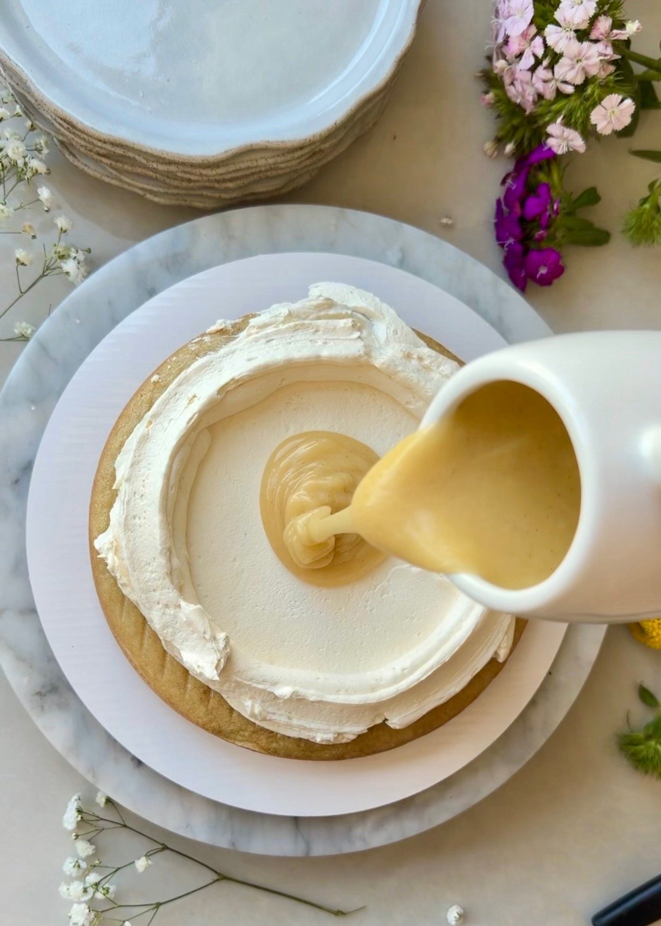 Gluten-Free Vanilla Bean Lava Cake: lava pour overhead