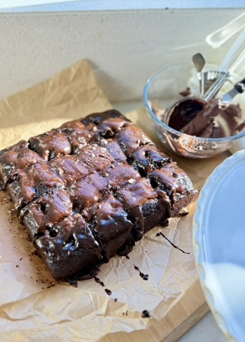 Warm Mocha Poke Cake: close