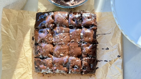Warm Mocha Poke Cake: overhead