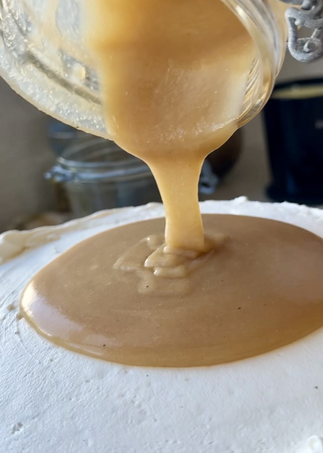 Brown sugar blondie batter lava poured inside a buttercream dam
